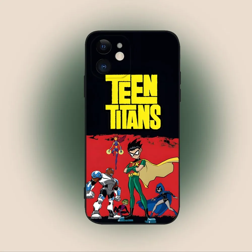 Teen Cartoon T-TitanS  Phone Case For iPhone 15,14,13,12,11,Plus,Pro Max,XS,X,XR,SE,Mini,8,7 Soft Silicone Black Cover