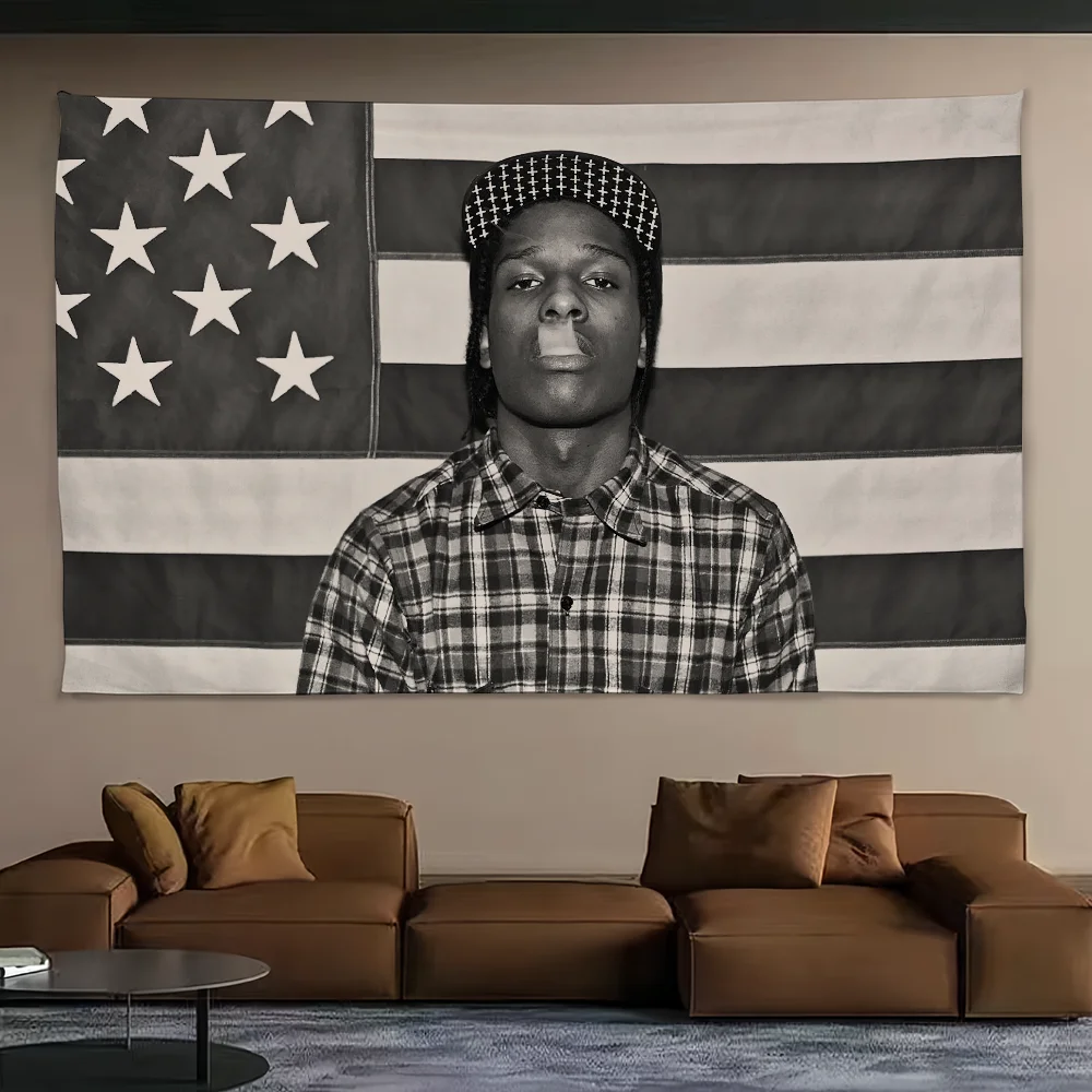 Rapper A-Asap R-Rocky Testing Tapestry Background Hanging Cloth Bedroom Room Decor Aesthetic Tapestry Wall Party