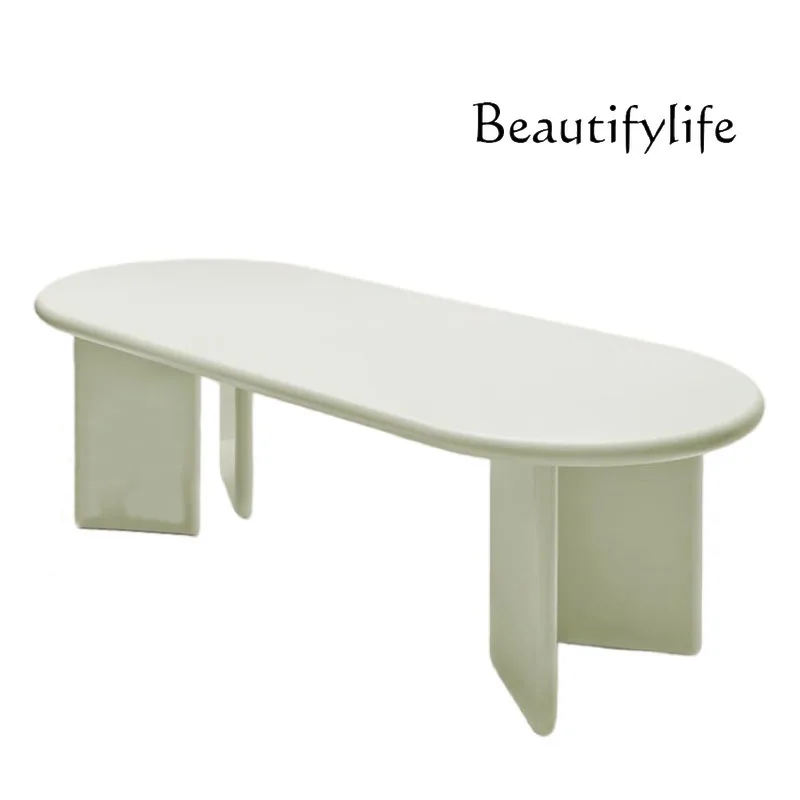 

Nordic paint dining table modern simple retro oval desk negotiation conference table