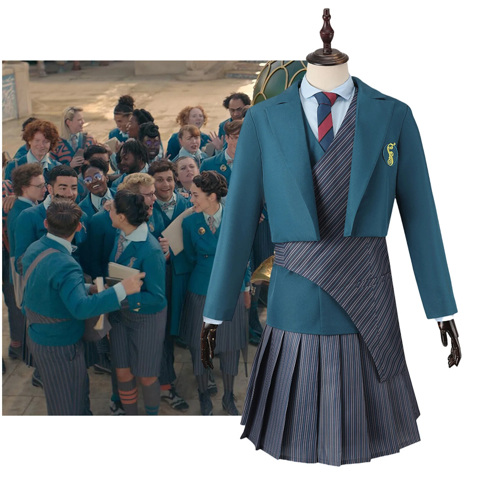 

Fiyero Boq School Uniform Cosplay Costume Musical Men Aprons Pleated Skirts Stage Performance Set Broadway Halloween Uniforms