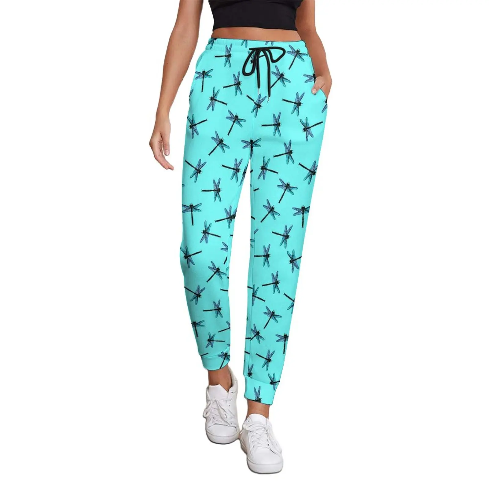 

Vintage Dragonfly Pants Autumn Animal Print Casual Sweatpants Women Streetwear Graphic Trousers Big Size