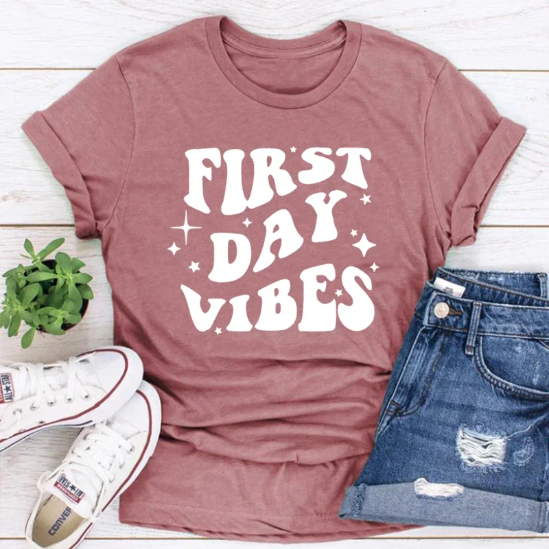 

First Day of Schoolgraphic T Shirts Teacher Sayings Tee Teacher Back To School Tops Harajuku Retro Clothes