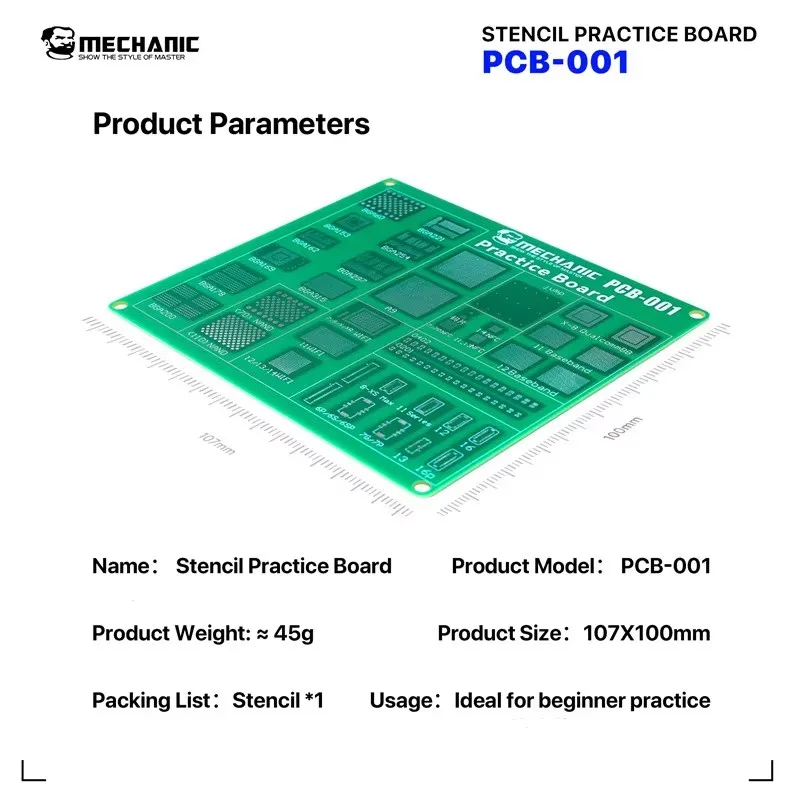 MECHANIC PCB-001 Multi-Function Soldering Practice Board BGA Flying Wire Capacitor Test Plate Reusable Plate For Phone Repair