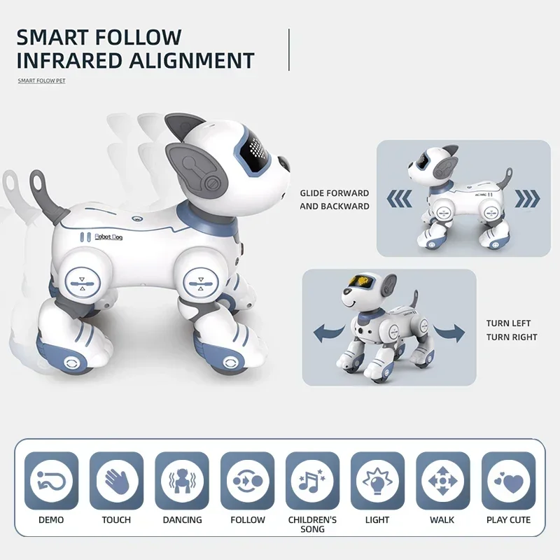 Funny RC Robot Electronic Dog Stunt Dog Voice Command Programmable Touch-sense Music Song Robot Dog for Children\'s Toys