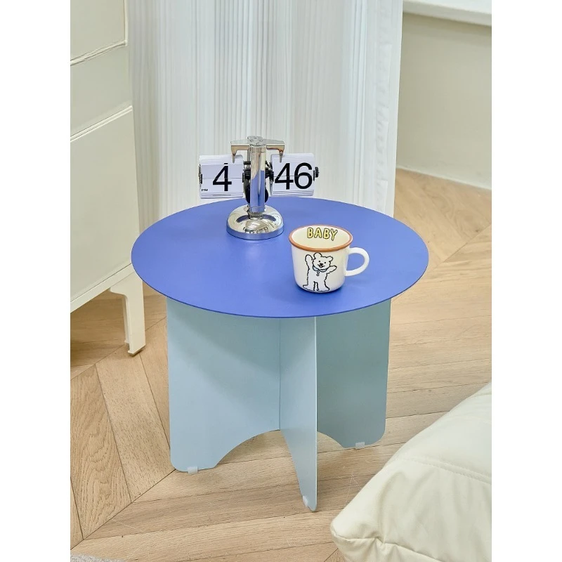 

Lazy space modern simple round coffee table household dopamine wrought iron sofa side few bedrooms balcony corner few