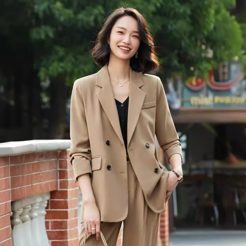 

Khaki Casual Suit Women's Spring and Autumn New Temperament Office Wear Small Commuter Loose Small Suit