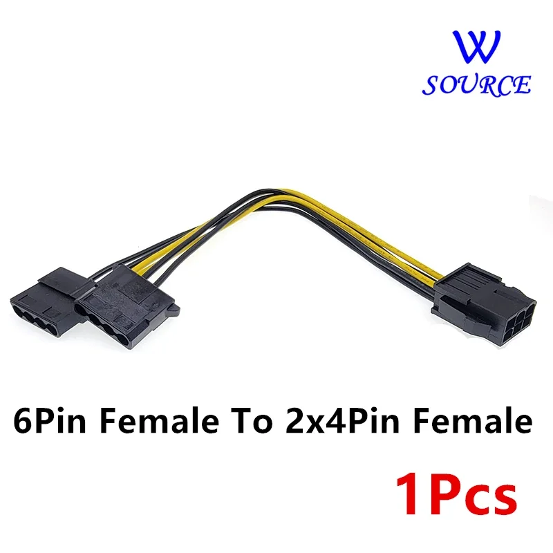 1pcs 6pin Female Graphics Card GPU To Molex IDE Dual 2 X 4pin Female To Power Supply Cable PCIe PCI-e 6 Pin Male To 4pin Female
