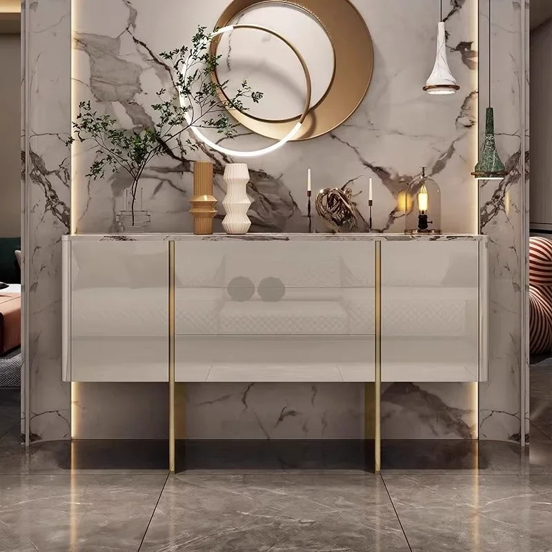 

Light luxury solid wood dining side cabinet, French entrance cabinet, living room wall locker, retro style storage cabinet decor