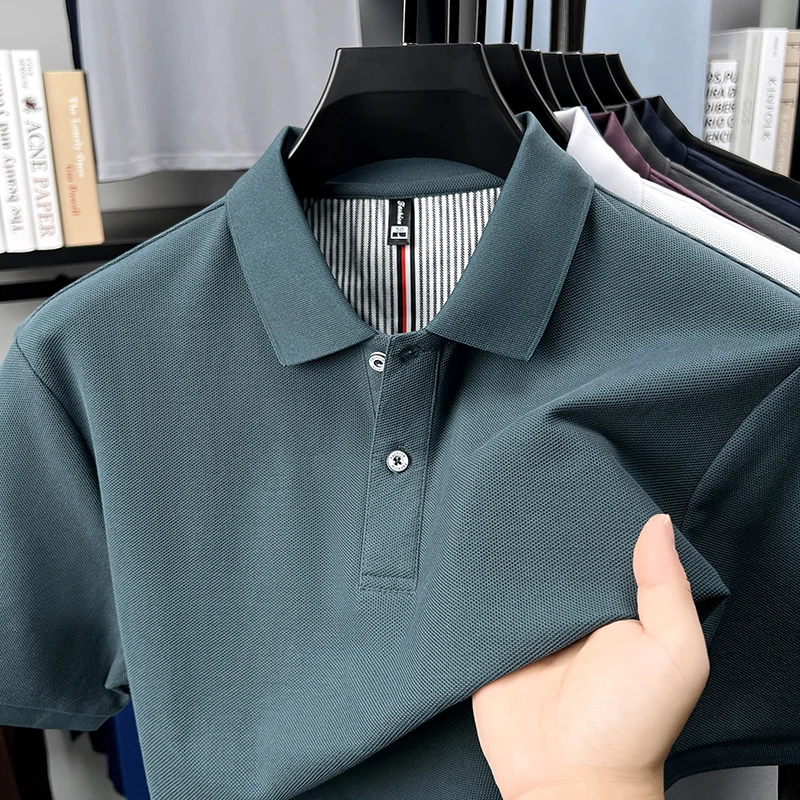 100% cotton men's luxury short sleeve polo shirt fashion solid color casual business summer soft breathable high-quality T-shirt