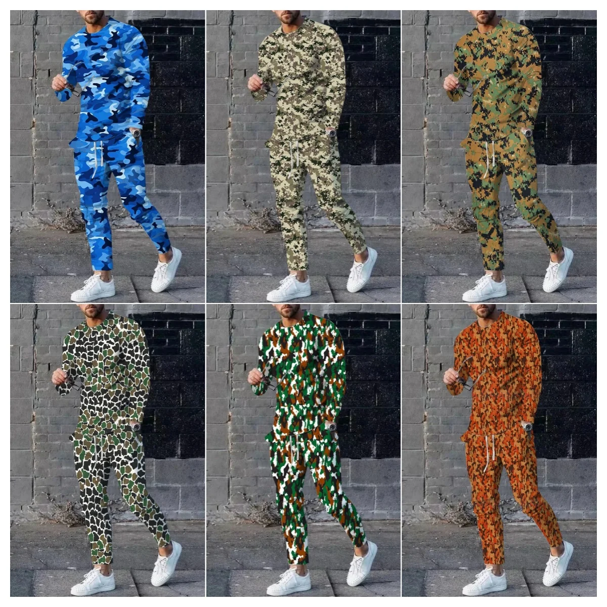 

Охотничья одежда, мужская футболка с длинными рукавами, комплект с камуфляжным камуфляжным узором, футболка с 3D принтом, комплект с длинными брюками, комплект из двух предметов
