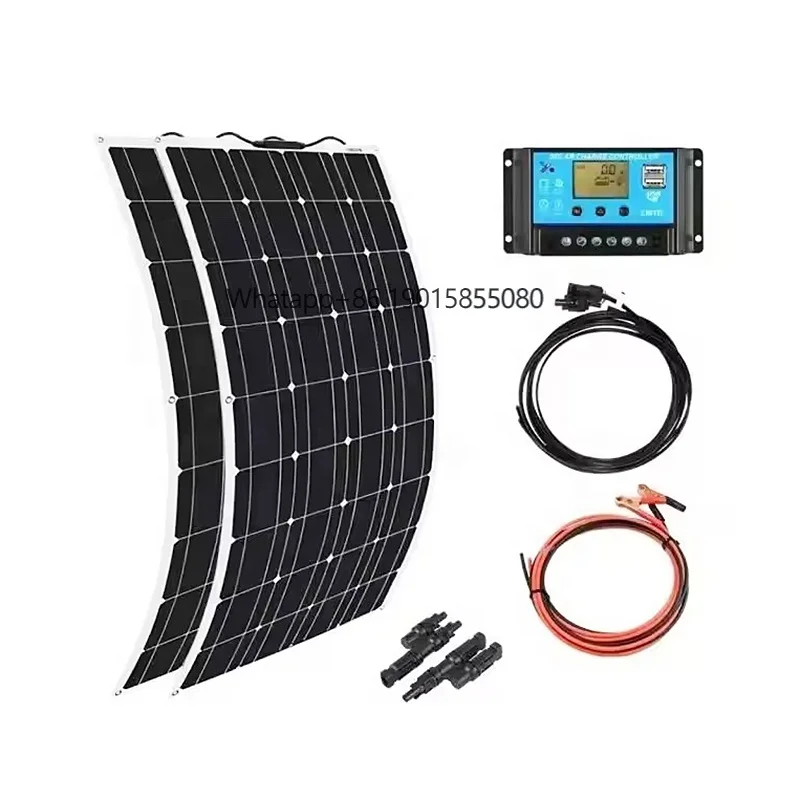 

Us Stock 100W Flexible Solar Panel with MPPT Controller and Cable Set for Camping Trips Waterproof Mono Solar Panel