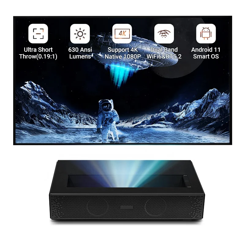 Hotack Hot Sale D068 6500 Lumens Smart Android TV Projector HD Home Theater Video Proyector Ultra Short Throw Laser Projector 4K view 2