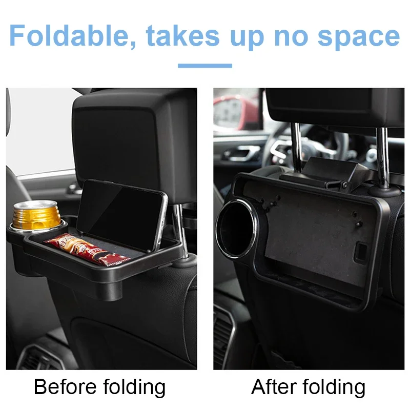 Car Foldable Dinner Plate For Kids Baby Tray Multi-functional Seat Headrest Table Drink Holder Phone Ipad Stand