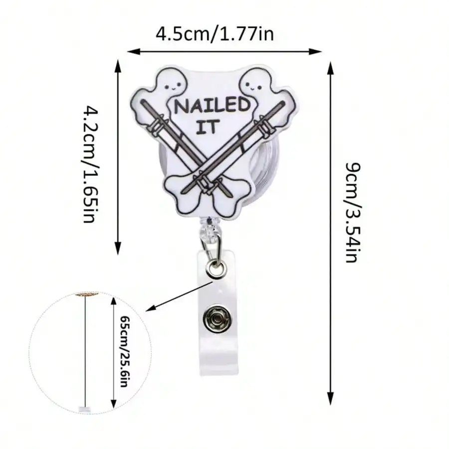 1pc Cute Medical Themed Retractable Badge Reel – Acrylic ID Holder for Doctors, Nurses, RN, LPN, Healthcare Staff