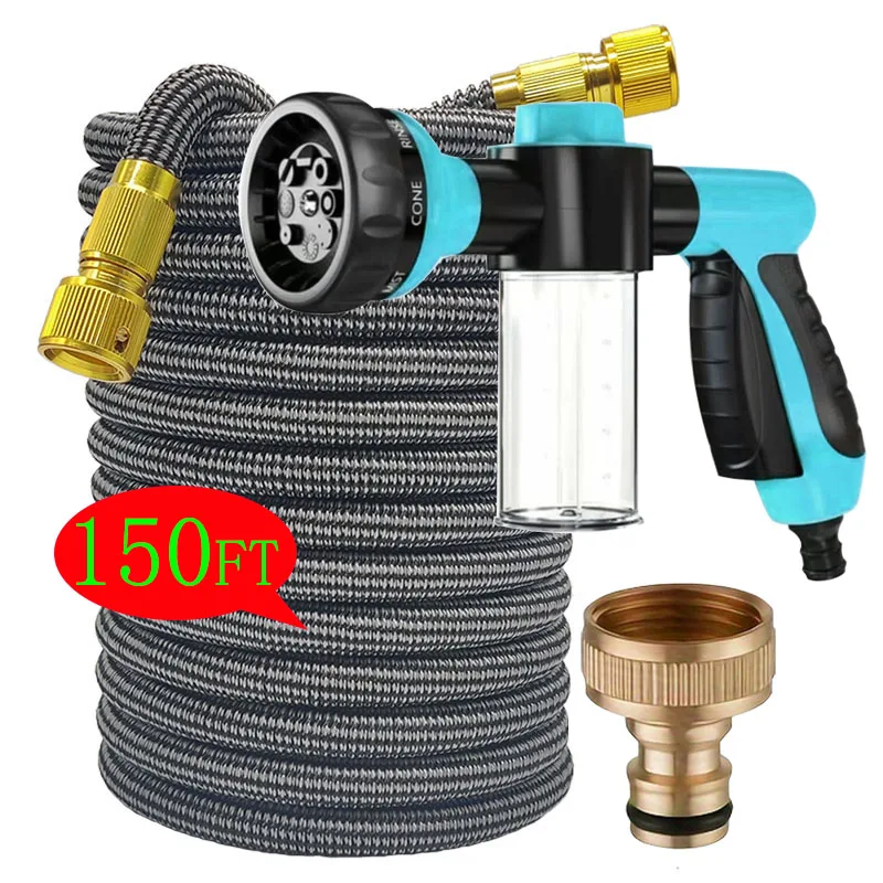 

Expandable Garden Watering Hose With Multi-Function Foam Water Gun Magic Flexible Water Pipe Irrigation Cleaning Tool