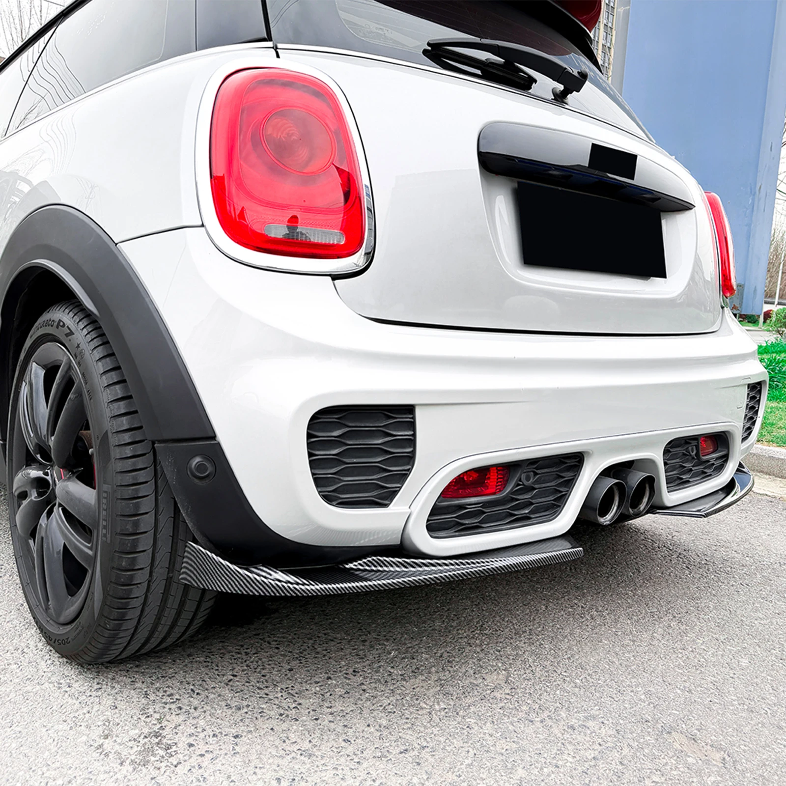 Rear Bumper Diffuser Spoiler Cover Lip Carbon Fiber Look/Gloss Black Splitter Guard For Mini Cooper F55 F56 F57 JCW 2014-2021