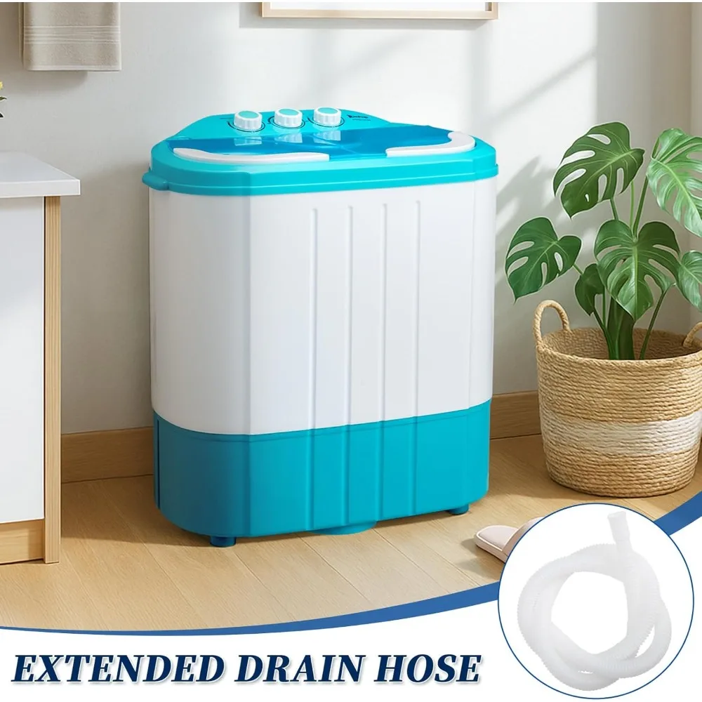 Small Portable Washing Machine, 10LBS Mini Compact Washer Twin Tub Laundry Machine Top Load Spinning and Washing Combo