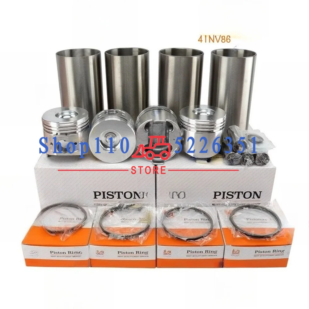 TK486 Overhaul Rebuild Kit 4TNV86 For Piston With Rings Cylinder Liner Engine Repair Parts 86*2+2+4mm