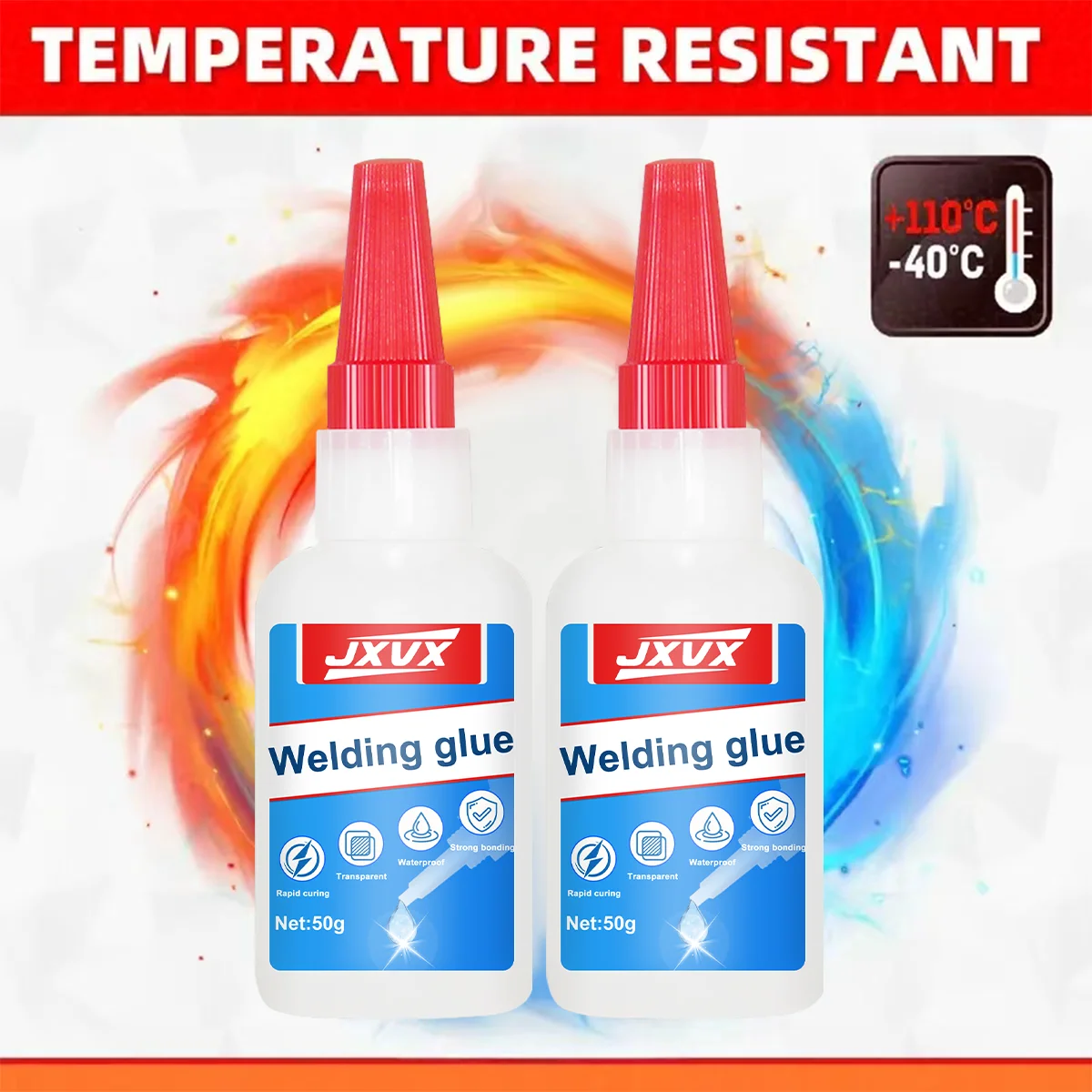 50 جرام من الغراء الزيتي الفوري الفائق اللصق القوي عالي المقاومة، للبلاستيك، للإصلاحات السريعة للسيراميك والخشب والزجاج والأحذية، لاصق سائل عديم اللون فائق القوة #4