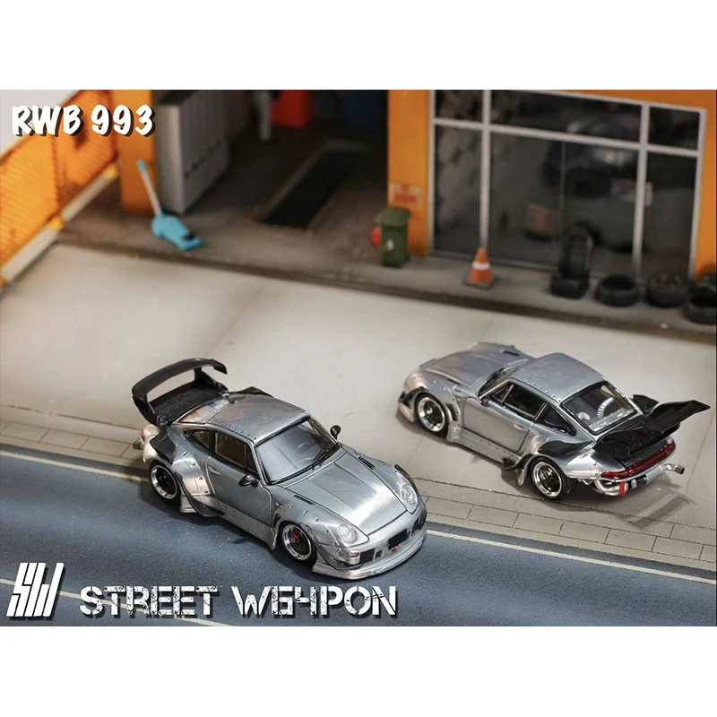 Preventa SW 1:64 RWB 993 versión de Clearcoat regra Diecast Diorama colección de modelos de coches juguetes arma de calle