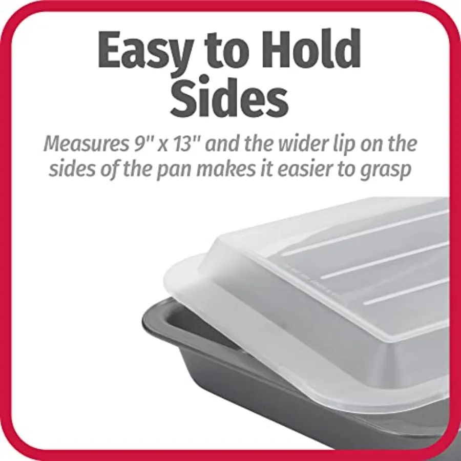 Set di 2 teglie per torte in acciaio antiaderente 13 x 9 con coperture per uso domestico in panetteria Durevole e facile da pulire Ideale per torte Marrone