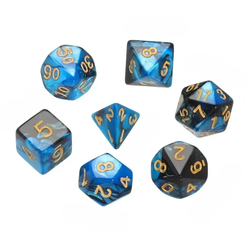 7PCS 1 Set Blue Black DND Dice Set D4 D6 D8 D10 D12 D20 Multifaceted Dice Are Used For TRPG Dragon Dungeon Board Game