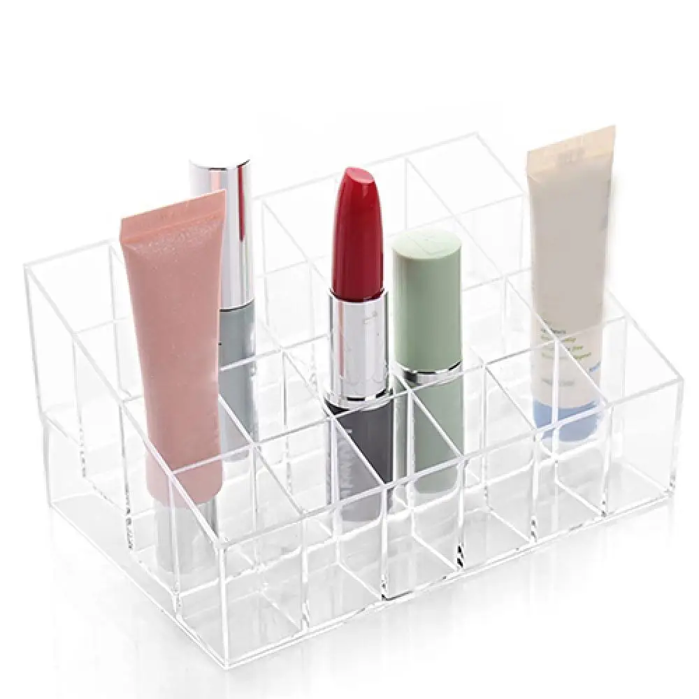 24 Grid Cosmetics Lipstick Stand Case Makeup Organizer Storage Box Lipstick Display Stand Holder Cosmetic Jewelry Organizer Box