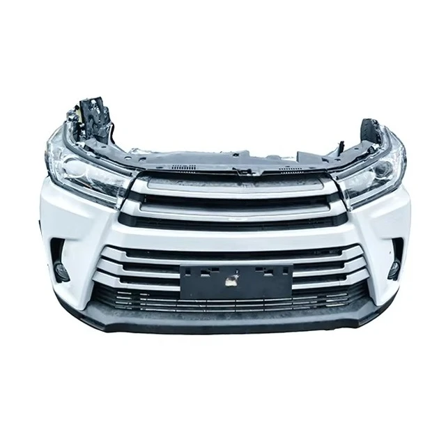 Complete Front Bumper Assembly with LED Headlights for Highlander 2017 2018 2019 Body Kit with Grille ABS Material