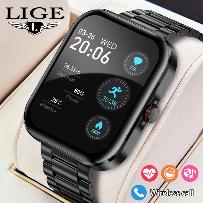 

LIGE 1.91-inch HD Screen Men Women Smart Watches Waterproof Bluetooth Call Sports Smartwatch Heart Rate Monitor For Android IOS
