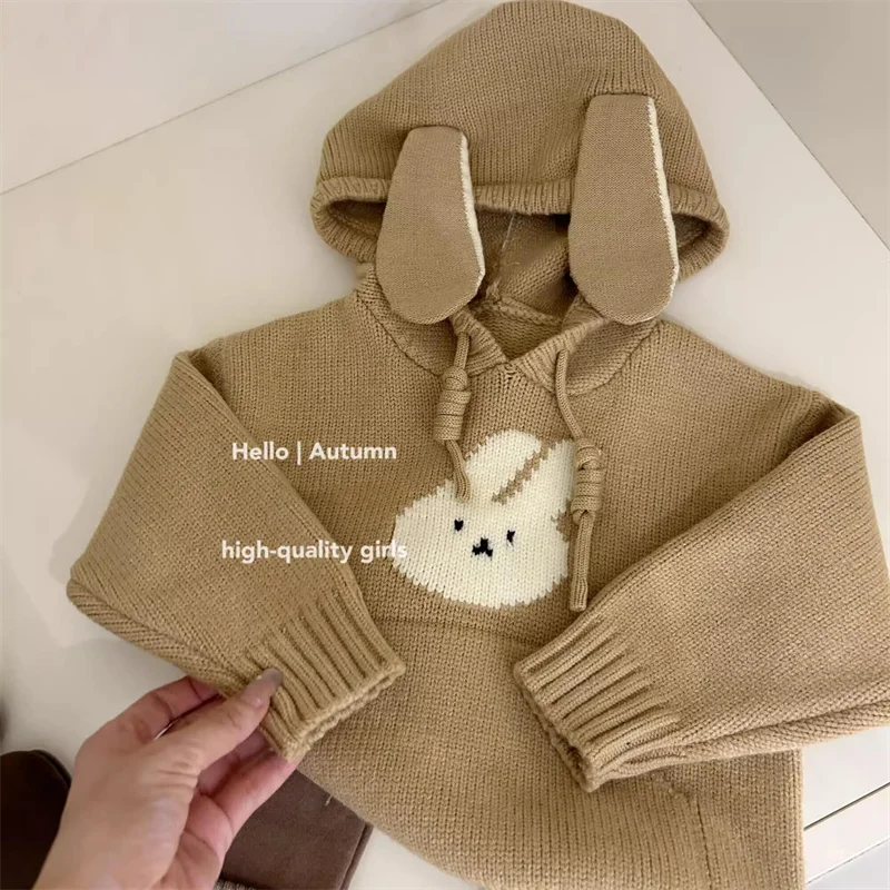 

Girls' Hoodie Autumn/Winter Little Rabbit Jacquard Hoodie Knitted Hoodie Sweater Jacket