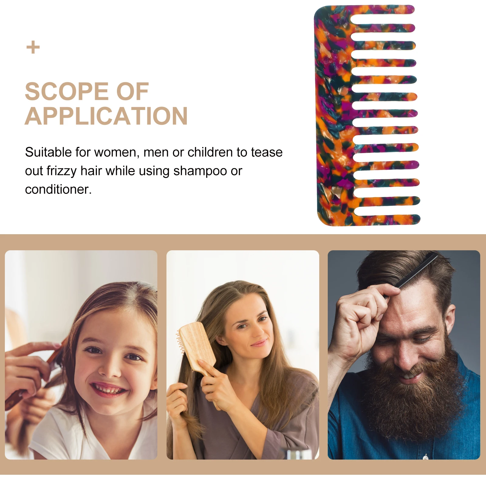 

Sturdy Wide Tooth Comb For Men Women Detangling Hair Styling Lightweight Travel Home Use Anti-Breakage Combs For Curly Thick