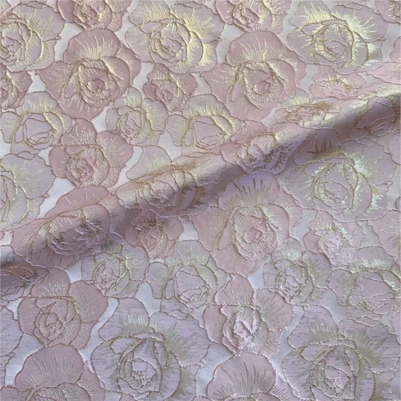 Embossed gold thread rose-colored jacquard fabric Chinese-style Hanfu vest dress women's formal throw pillow
