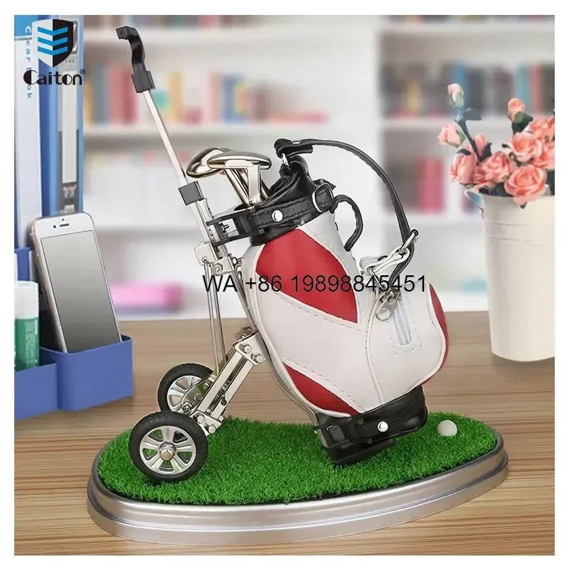 Wmwmnu Factory Custom Logo Green Grass Base 3 Piece Set Mini Desktop Aluminum Alloy Trolley Pen Holder for Gifts