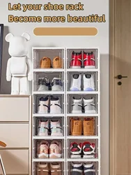 6/3/1 Layers Shoes Rack Storage Stackable Dustproof Installation Free Transparent Closet Organizers Storage Boxes Containers