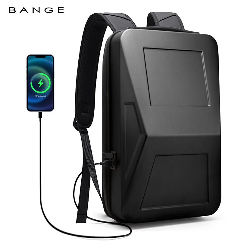 Bange PC Anti-Theft Combination Lock Charging Port Hard Shell Backpack Backpacks 16 Inch Thin Laptop Bag Men FashiSchool