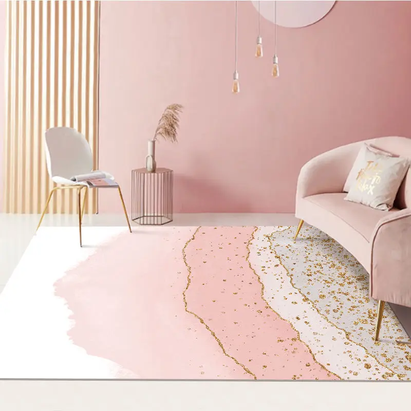 Modern Nordic Large Carpet Living Room 3D Print Gold Pink Colorful Abstract for Kitchen Bedroom Area Rug Home Decor Mat Tapis