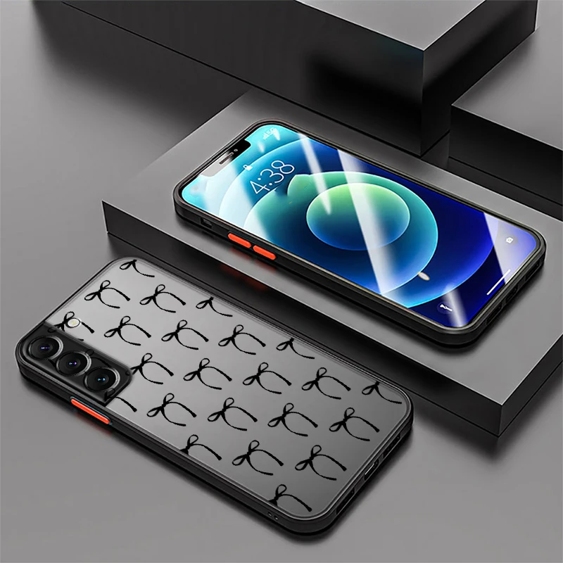 Case for Samsung Galaxy S26 S25 Ultra S21 S20 FE Note 20 Ultra 10+ S22 S24 Plus S23 FE Funda Back Phone Cover Cartoon Bow