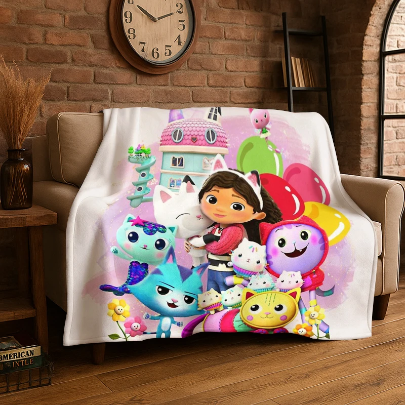 Cute G-Gabbys Dollhouse Cartoon Girl Flannel Throw Blanket,Warm Cozy Blanket for Bed,Sofa,Couch,Bedroom,Living Room,Office,Gift