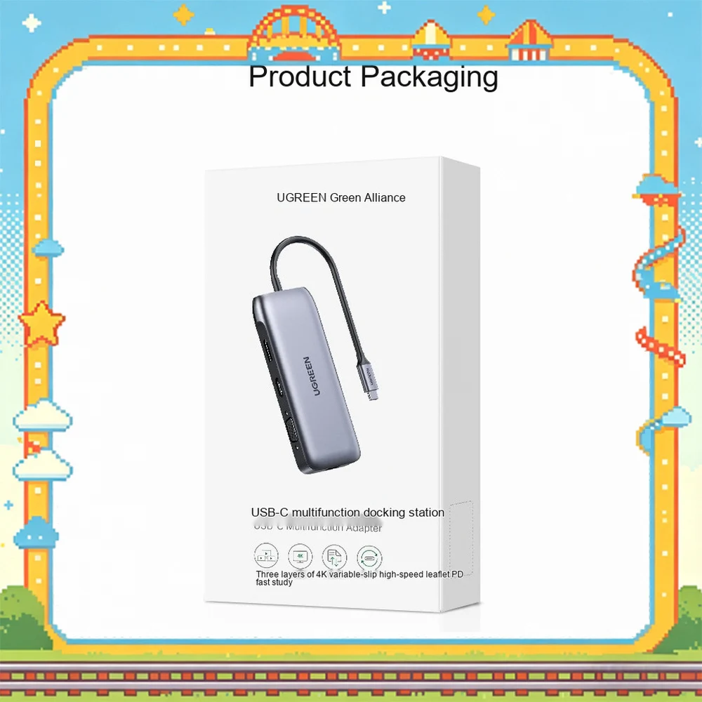 UGREEN 70301 USB C Hub 9 in 1 with DisplayPort 4K HDMI VGA USB 3.0 SD TF PD Type C Docking Station