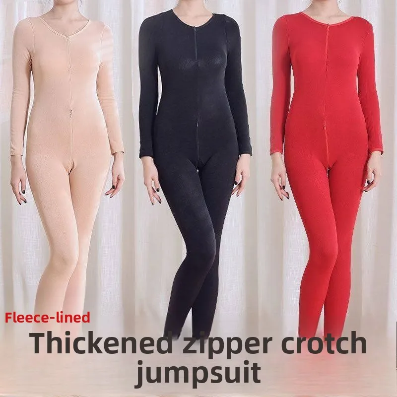 

Thiened Zipper-Off Jumpsuit ex Warmth-Friendly Full-Body Clothing for Autumn And Winter Polyester Fiber Large Size