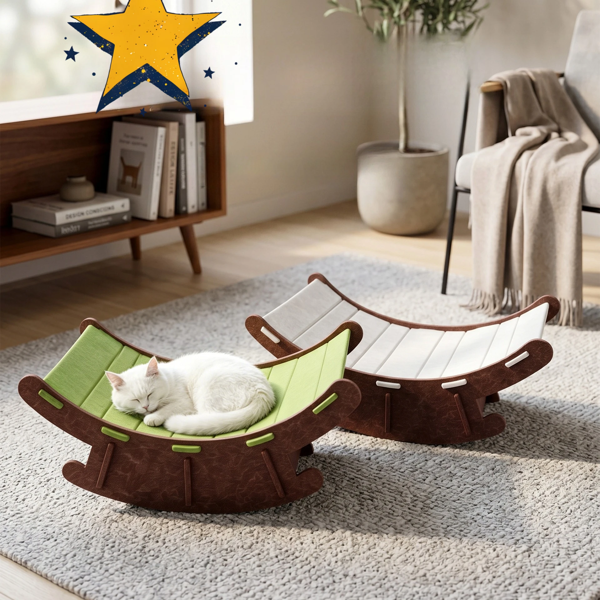 Cat and Dog Rocking Chair, Cat Scratch Board, Wear-resistant All Season Universal Cat Leisure Chair, Integrated Rocking Chair