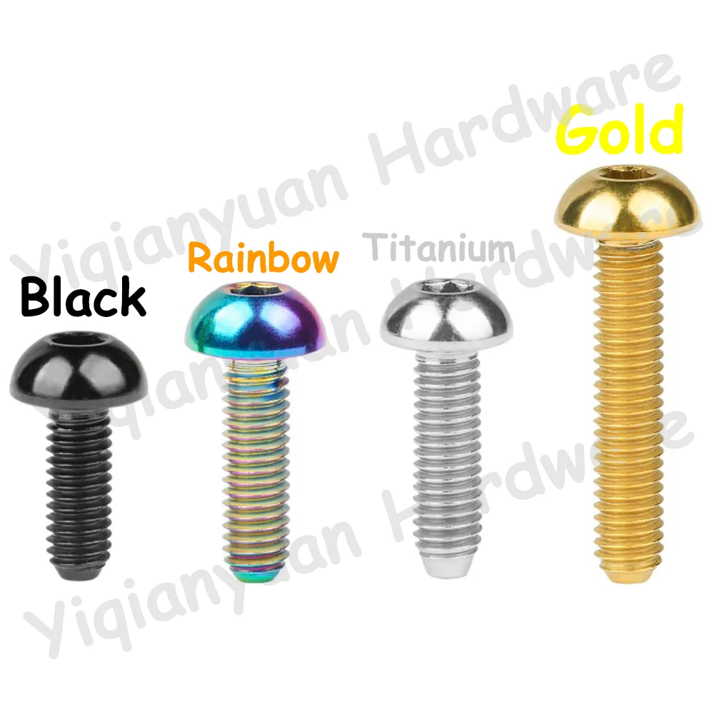 Yiqianyuan ISO7380 M3 M4 M5 M6 M8 Titanium Screws Hexagon Socket Button Head Mushroom Screws for RC Parts Bicycle Motor Fittings