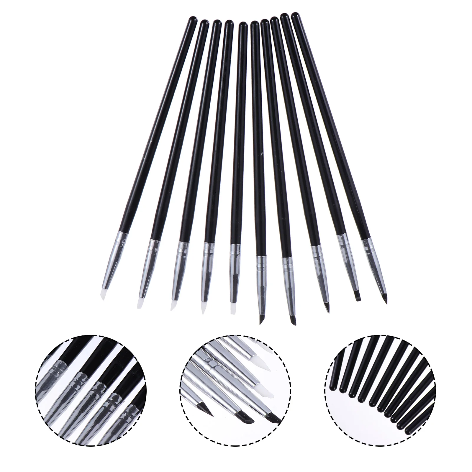

10pcs Silicone Pen Set Nail Art Tools Clay Dotting Embossing Kit Wood Manicure Brushes Professional Home Use DIY