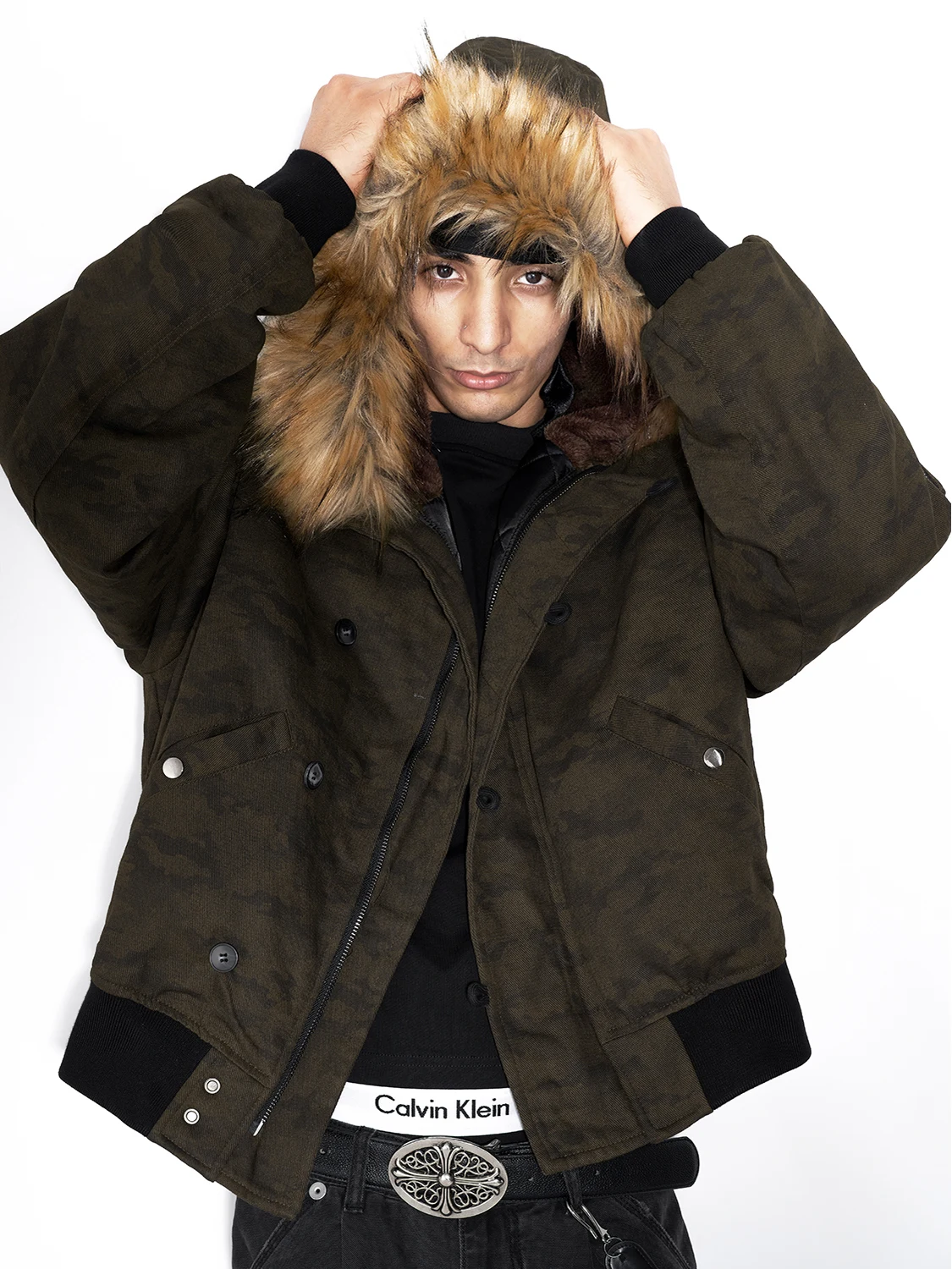 

Куртка-бомбер MT99 камуфляжная, зимняя, с флисовой подкладкой, в ретро-американском стиле, с меховым воротником, мужская повседневная хлопковая куртка