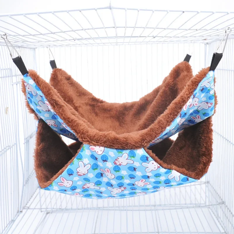 Pet Double-layer Plush Hammock Warm Hamster Hanging Bed Ferret Hanging Bed for Cat Rodents Hammock Pets Supplies 햄스터케이지