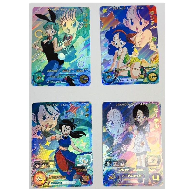 4pcs/set Dragon Ball Videl Bulma Z GT Super Saiyan Heroes Battle Card Ultra Instinct Game Collection Cards