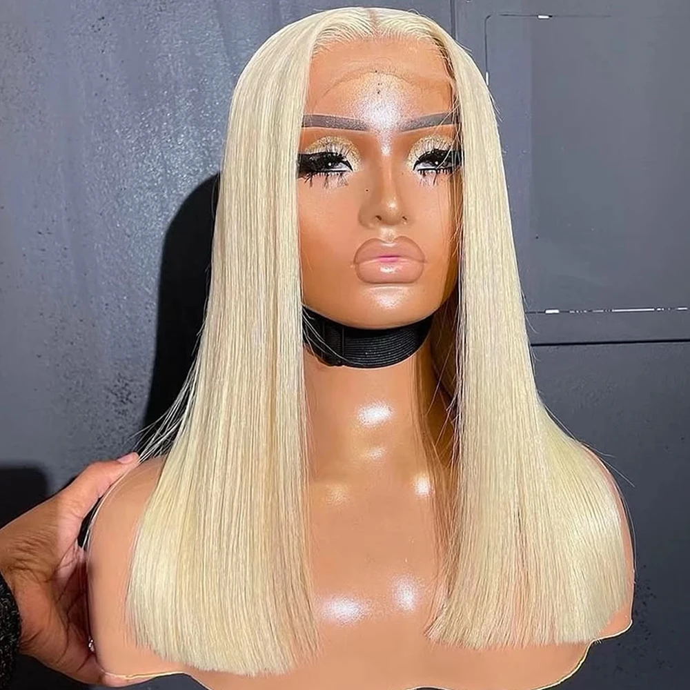613 blonde Lace-Front-Perücken für Frauen, kurze Bob-Perücke, leimloses Echthaar, bereit zum Tragen, 13 x 4 HD-transparente Lace-Frontal-Perücken
