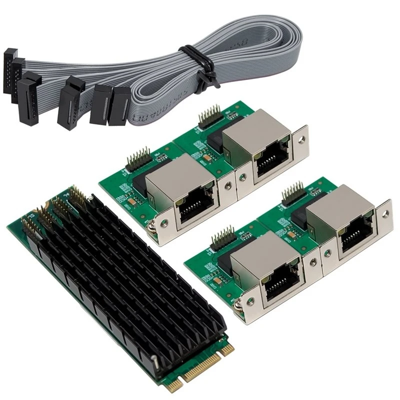 Stylish-For Desktop Pcie 1G 4 RJ45 Port M. 2 B+ M Key Network Card I350T4 Vision Acquisition RS232 Serial Port For Server