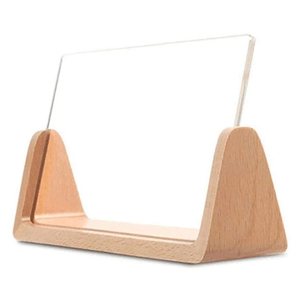 U-Shaped Acrylic Photo Frame Solid Wood Home Desk Decoration for Office/Bedroom/Living Room/Cafe-5 Inch