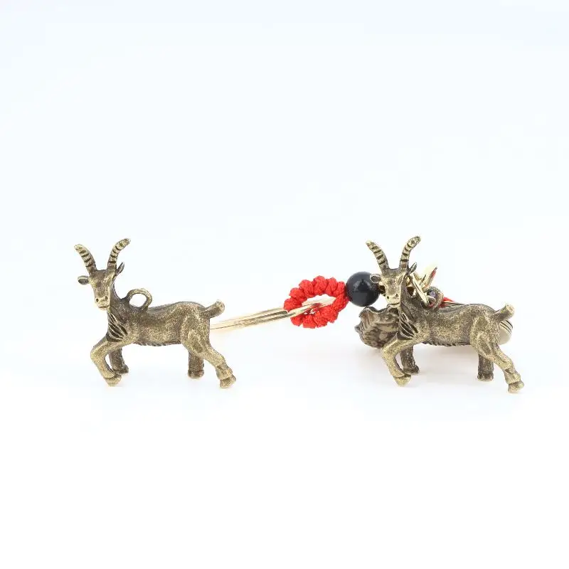 Neujahr 2027 Schaf-Glücksanhänger Schlüsselanhänger Pi Xiu Feng Shui Reichtum Schlüsselring Vintage Roter Schnurknoten Taschenanhänger Schmuck Geschenk – Detail 9